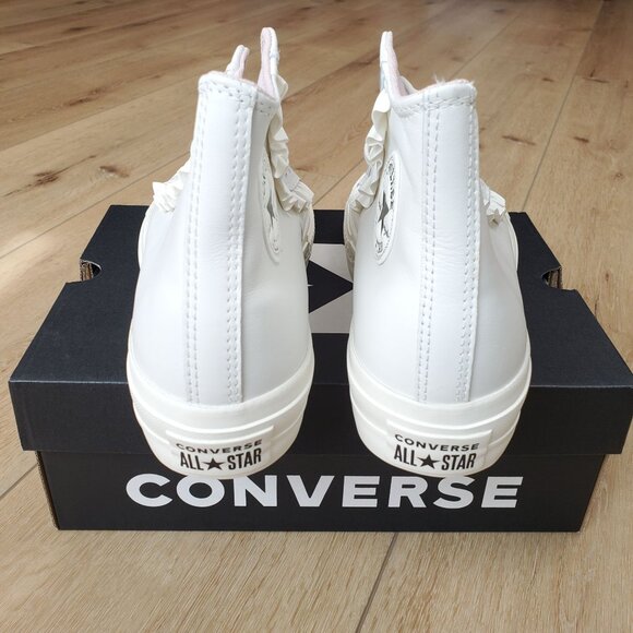 Converse CTAS LIFT HI Ruffle Platform High Top White Leather Womens A13388C New - Picture 3 of 12
